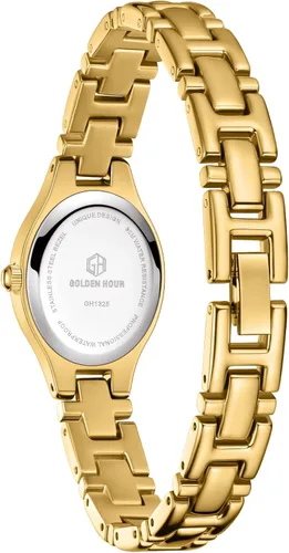 Vista 4 de GOLDEN HOUR Reloj de pulsera con caja ovalada vintage de tono dorado para mujer