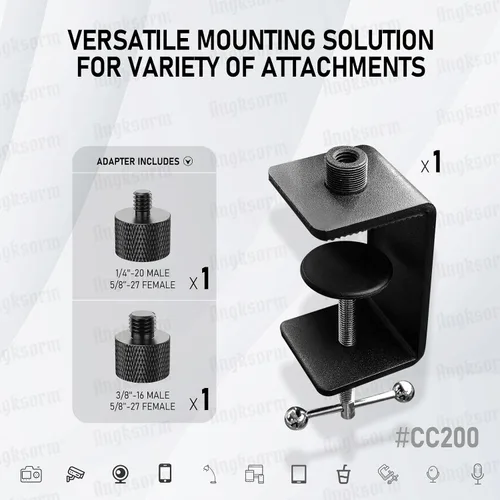 Vista 7 de Soportes de abrazadera en C para micrófono de mesa de alta resistencia y tubo de extensión de brazo de cuello de cisne flexible de 6 pulgadas