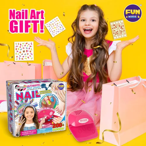 Vista 9 de FunKidz - Kit de arte de uñas para niñas, tamaño 17.91 pulgadas de ancho x 12.4 pulgadas de largo con esmalte de uñas pelable, secador de uñas