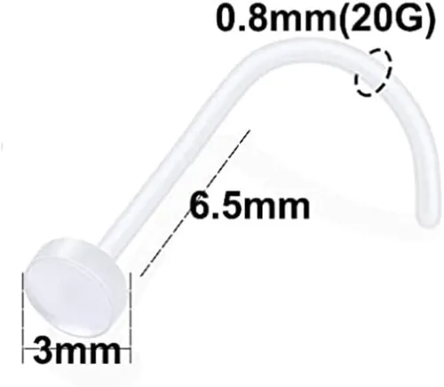 Vista 5 de Anillo de nariz transparente Bioflex, aretes de nariz en forma de L, sacacorchos para la nariz, piercing para el cuerpo, conjunto de joyas