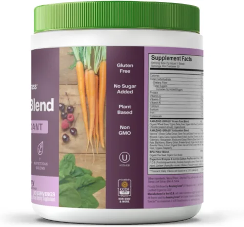 Vista 3 de Amazing Grass Mezcla de verduras antioxidantes: Mezcla de batidos en polvo Super Greens con energía orgánica y verde superalimentaria: mezcla