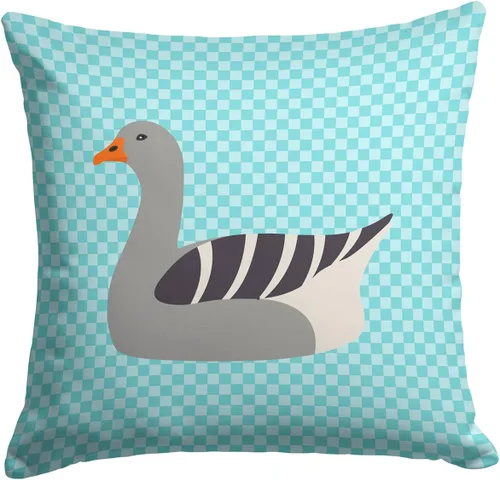 Vista 56 de Caroline's Treasures BB8163PW1414 Beltsville - Almohada decorativa de tela a cuadros pequeños, color blanco, pavo y gallina azul, lavable a máquina