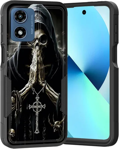Vista 55 de para Moto G Play 4G 2024, funda de dos capas híbrida resistente y a prueba de golpes, PC duro + silicona suave protectora para Motorola Moto G Play