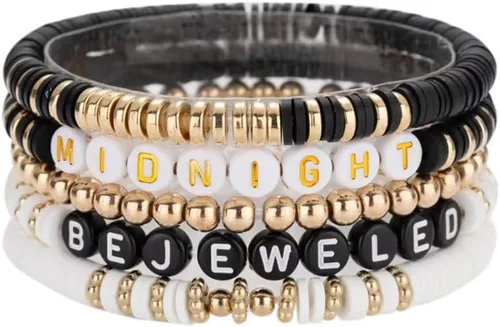 Vista 2 de ZXUZKEA Taylor - Pulseras de la amistad antihéroe 1989 Reputation Tour Concierto Evermore Midnight Folklore Fearless Reputation Lover Álbum de joyas