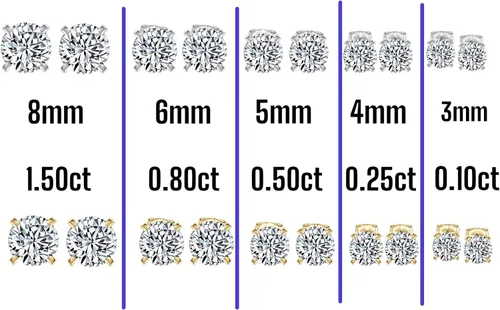 Vista 7 de Minkaa Daisy 5 pares de aretes tipo dormilona con circonita cúbica, no alérgicos de acero inoxidable 316L, para pieles sensibles, para mujeres