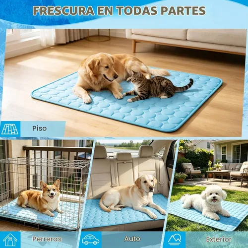 Vista 8 de Alfombrilla de enfriamiento para perros, almohadilla de enfriamiento de seda de hielo para gatos, alfombra de verano lavable para interiores