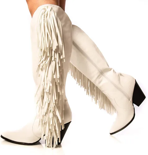 Vista 4 de Cape Robbin Cowtown - Botas vaqueras de media pantorrilla para mujer, botas vaqueras occidentales con tacones gruesos