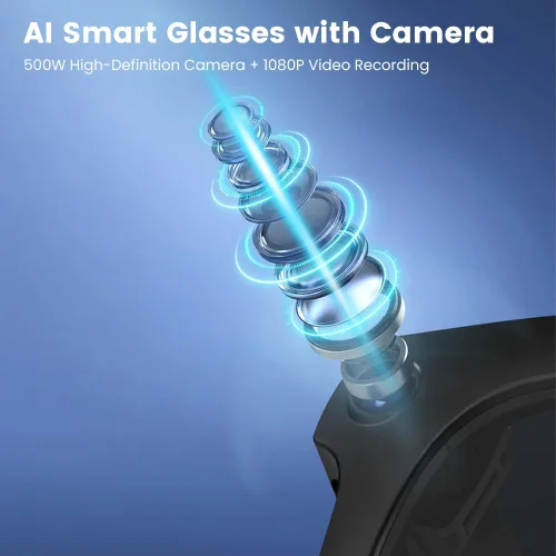 Vista 9 de Lentes inteligentes, lentes inteligentes Ai-Glasses para exteriores, traducción de grabación, gafas de sol Bluetooth, protección UV, 8 MP HD, lentes