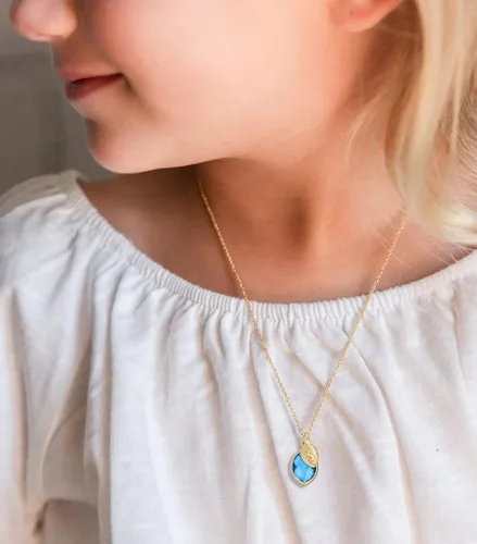 Vista 4 de Me&Hz Dainty Initial Birthstone Necklace for Women Girls, 14K Gold Filled Birth Month Crystal Birth Stone Necklace Leaf Letter Small Pendant