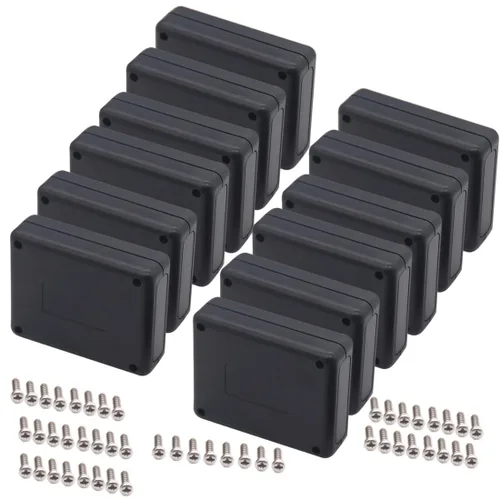 Vista 23 de Zulkit 12 cajas de proyecto de plástico ABS para proyectos eléctricos, caja de conexiones de energía, color negro, 1.97 x 1.10 x 0.59 pulgadas 12