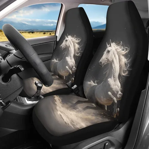 Vista 15 de Mumeson Fundas protectoras de asiento delantero de automóvil con estampado de calavera y girasol, fundas elásticas para asiento de automóvil, 2