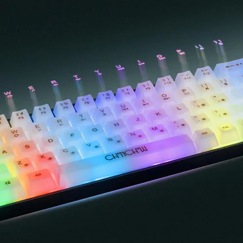 Vista 5 de CHONCHOW Mini teclado 60% para juegos, retroiluminación RGB arco iris, 68 teclas, pequeño teclado compacto, teclado transparente USB con cable