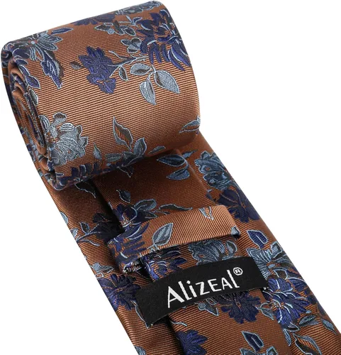 Vista 69 de Alizeal Mens 3.15inches Leaf Flower Pattern Tie with Floral Pocket Square Set