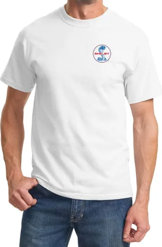 Vista 2 de Ford Mustang Camiseta Shelby Logo Azul y Rojo Frente y Atrás