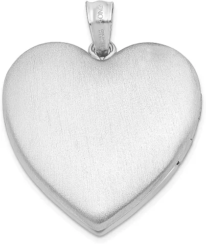 Vista 3 de Collar de plata de ley 925 de 0945in con dije de corazón de rosa esmaltado con foto cadena con medallón que sostiene fotos flores jardinería mensaje