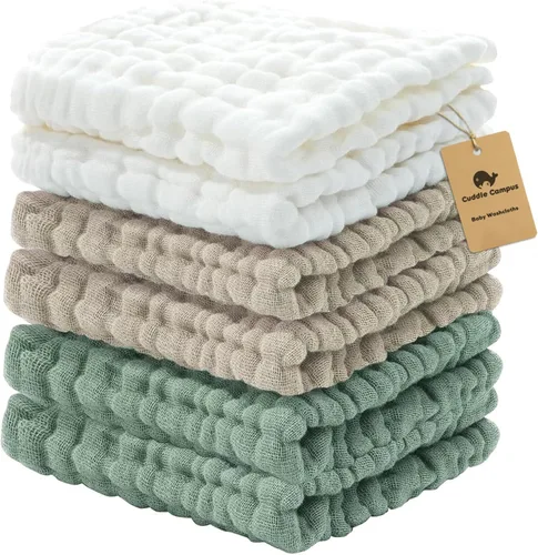 Vista 12 de Cuddle Campus Paquete de 6 paños de muselina para bebé, paños para eructos Set 3