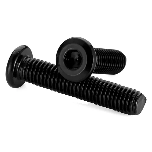 Vista 3 de Tornillos redondos planos de 5/16-18 x 1-3/4 pulgadas, pernos de conector para muebles, acabado negro 304 de acero inoxidable, rosca completa, 10