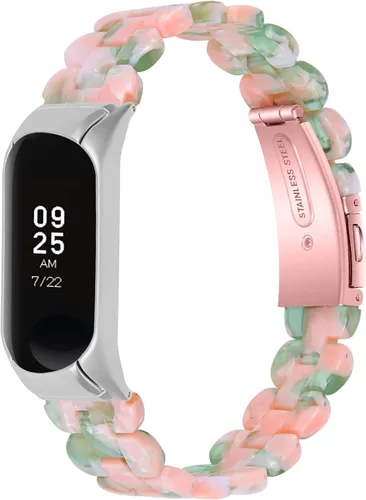 Vista 7 de Mi Band 7 - Correa de resina Barcelet, correa de repuesto de 5.7 a 8.0 pulgadas, pulsera de resina ligera, doble botón, cierre plegable, compatible