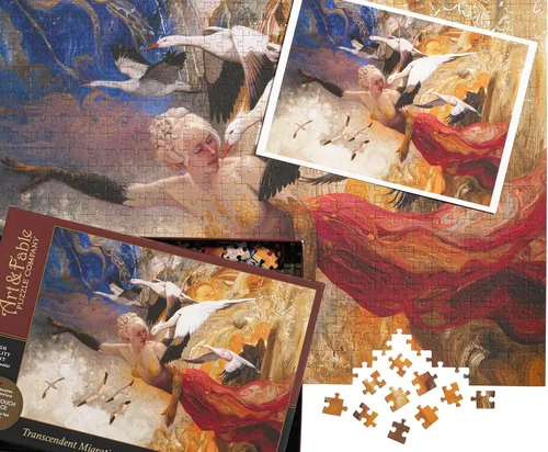 Vista 3 de Art & Fable Puzzle Company Julie Bell - Rompecabezas para adultos de 750 piezas de arte fino de Migración trascendente