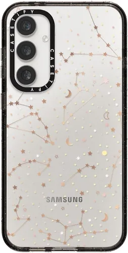 Vista 124 de CASETiFY Funda de impacto para Galaxy S22+ - Adhesivo Aries Moross, color negro transparente