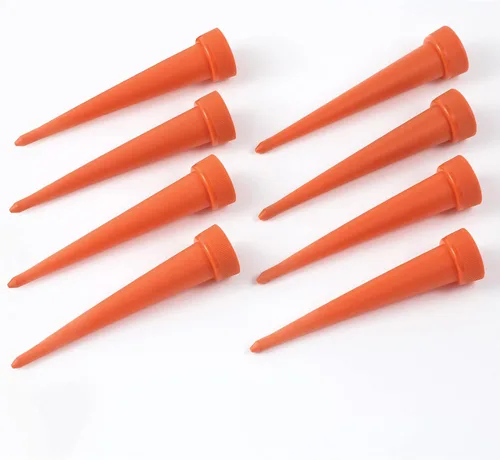 Vista 3 de Collections Etc Picos de riego automático para riego, paquete de 8, con diseño de goteo lento, color naranja