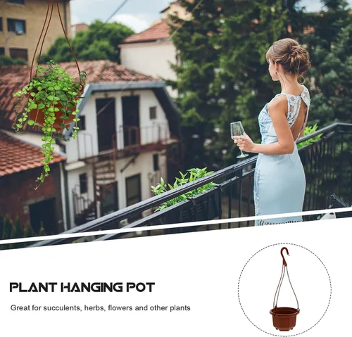 Vista 8 de Yardwe Plantas artificiales para decoración al aire libre, 12 macetas colgantes de plástico, macetas de pared para plantas de interior y exterior