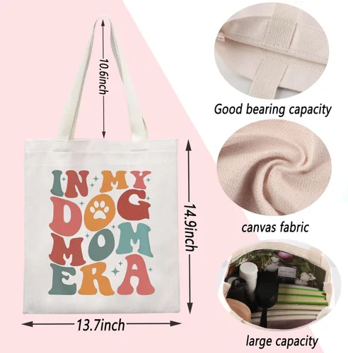 Vista 4 de ENSIANTH Bolsa de mano In My Dog Mom Era Puppy Mama -Animal Lover - Regalo para el Día de la Madre Best Mama Ever Pet Mother Bolsa de compras