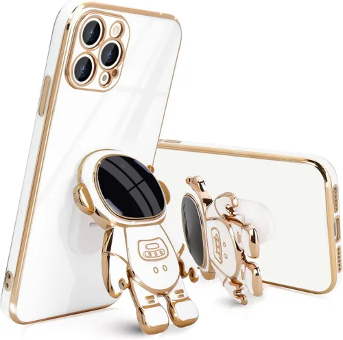 Vista 23 de Pepmune Funda compatible con iPhone 12 Bonita Diseño de Soporte de Astronauta en 3D Protección de Cámara A Prueba de Golpes Cubierta Trasera Suave