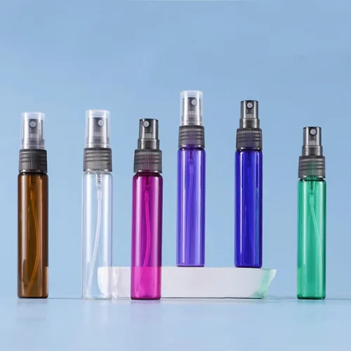Vista 4 de Paquete de 20 botellas de perfume de viaje con atomizador a granel de 0.3 fl oz, botella vacía hidratante (azul)