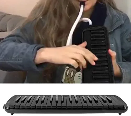 Vista 5 de Teclado de piano de boca melódica de 37 teclas con tubo de soplado y tubo de viento, instrumento musical para principiantes, incluye calcomanía