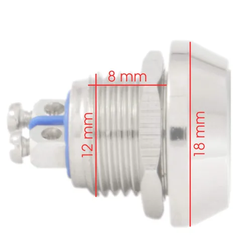 Vista 3 de JacobsParts Interruptor de arranque momentáneo pulsador circular de metal plateado para orificio de corte de panel de 1/2" (12mm) de diámetro