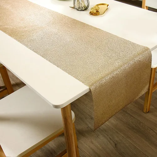 Vista 9 de FAVE Camino de mesa dorado de 36 pulgadas con forma de flor, camino de mesa corto lavable para bodas, banquetes, cumpleaños, fiestas, restaurantes