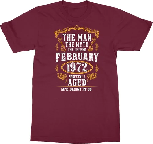 Vista 7 de Camiseta unisex con texto en inglés "Man Myth 50th Birthday" de febrero de 1972