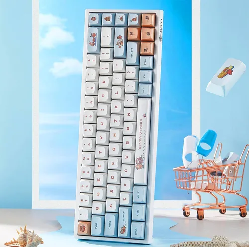 Vista 2 de BOYI WK68 Teclado mecánico RGB intercambiable en caliente, Bluetooth inalámbrico 5.02.4Gteclas de sublimación PBT con cable tipo C, teclas