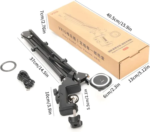 Vista 8 de VRIG - Cargador inalámbrico magnético para escritorio de cama, soporte de mesa articulado flexible, soporte superior compatible con iPhone