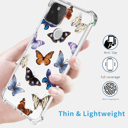 Vista 4 de Funda para Google 5 Pixel 5 con esquinas de cojín de aire, patrón floral TPU suave transparente, parachoques a prueba de golpes, funda protectora