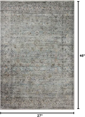 Vista 2 de Loloi Jean Stoffer Katherine Collection KES-01 Ocean/Gold - Alfombra decorativa de 2 pies y 3 pulgadas x 3 pies y 10 pulgadas, altura de pelo de 25
