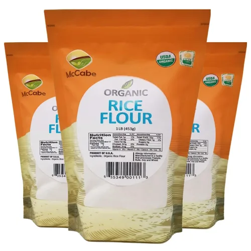 Vista 3 de McCabe Harina de arroz orgánica - Harina de arroz blanco Rica en fibra y minerales Certificado USDA y CCOF Producto de Estados Unidos 1 libra