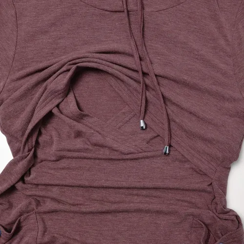 Vista 5 de GINKANA Sudadera con capucha para mujer, manga larga, con botones, decoración con bolsillos, camisas, túnica