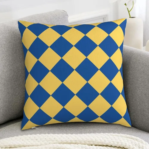 Vista 7 de Aspen - Fundas de almohada doradas y azul princesa a cuadros retro para sofá, fundas de cojín decorativas para decoración del hogar, habitación