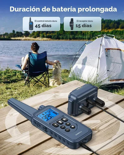 Vista 6 de Collar de Entrenamiento para Perros con 7 Modos de Entrenamiento, Collar de Choque Electrónico para Perros con Control Remoto de 1280M, Collar