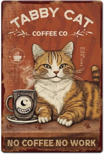 Vista 11 de 1 letrero de metal vintage de 8 x 12 pulgadas con diseño de gato retro con texto en inglés "Reading Because Murder is Wrong", póster