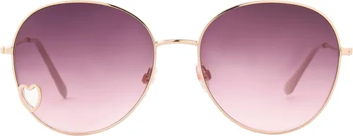Vista 3 de Betsey Johnson Gafas de sol redondas Around Town para mujer, color dorado, 5.787 in, Oro