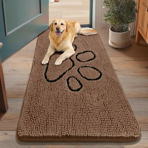 Vista 252 de Smiry Tapete para puerta de perro para patas fangosas, absorbente y Gris y negro
