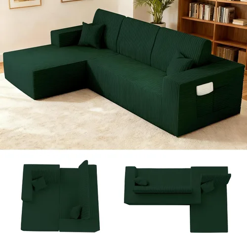 Vista 9 de Sofá modular Cloud de 110 pulgadas sin hueso, con diván en forma de L, modernos sofás tapizados para sala de estar y dormitorio, no requiere montaje