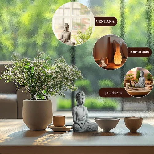 Vista 3 de Pequeña estatua de Buda para el hogar - Figura de meditación sentada de Buda hecha a mano de piedra, Buddah, Buda, Budda, estatua de Buda bebé