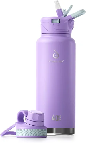 Vista 43 de IDEUS Botella de agua aislada de 12 onzas, botella de agua aislada de acero inoxidable para la escuela, botellas aisladas con pajitas a prueba
