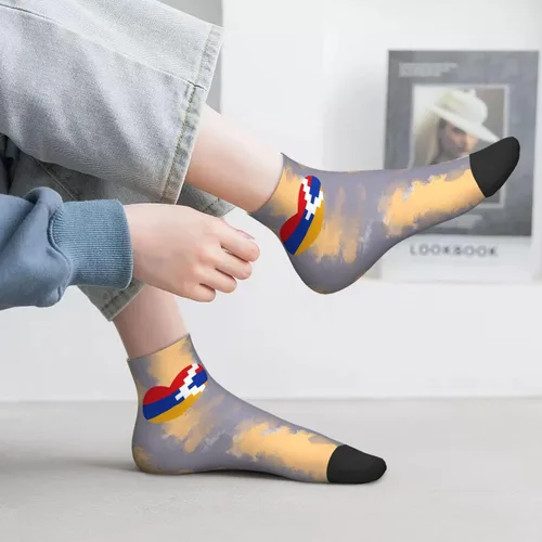 Vista 6 de Love Artsakh Flag Heart Ankle Socks Winter Low Cut Sports Warm Comfort Breathable Casual Socks For Mens And Womens 1