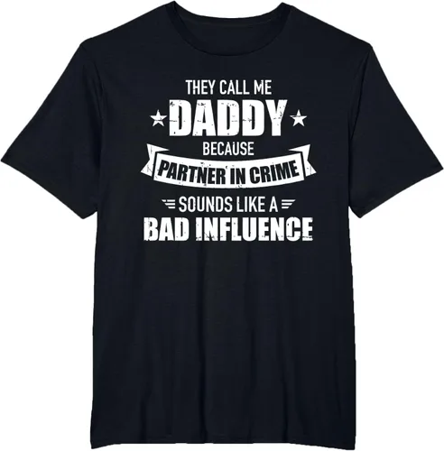 Vista 37 de Call me dad partner in crime bad influence camiseta divertida regalo papá, Negro, S