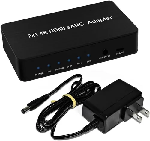 Vista 7 de Interruptor HDMI con extractor de audio eARC, interruptor HDMI 4K60Hz 4 en 1 con salida de audio, compatible con control remoto IR, 18Gbps